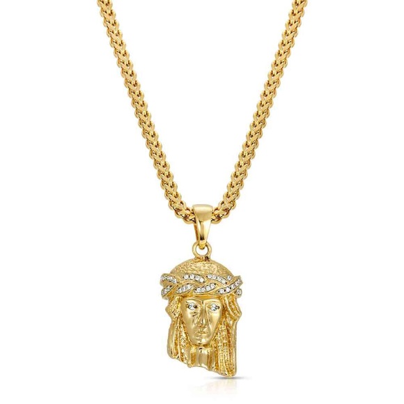 Gold Plated Jesus Pendant On 28in Necklace - Picture 3 of 5